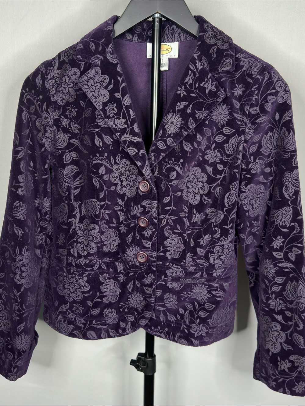 Talbots Purple Floral Velvet Blazer Sz 4 Wimsygoth Dark Academia Romantic Boho